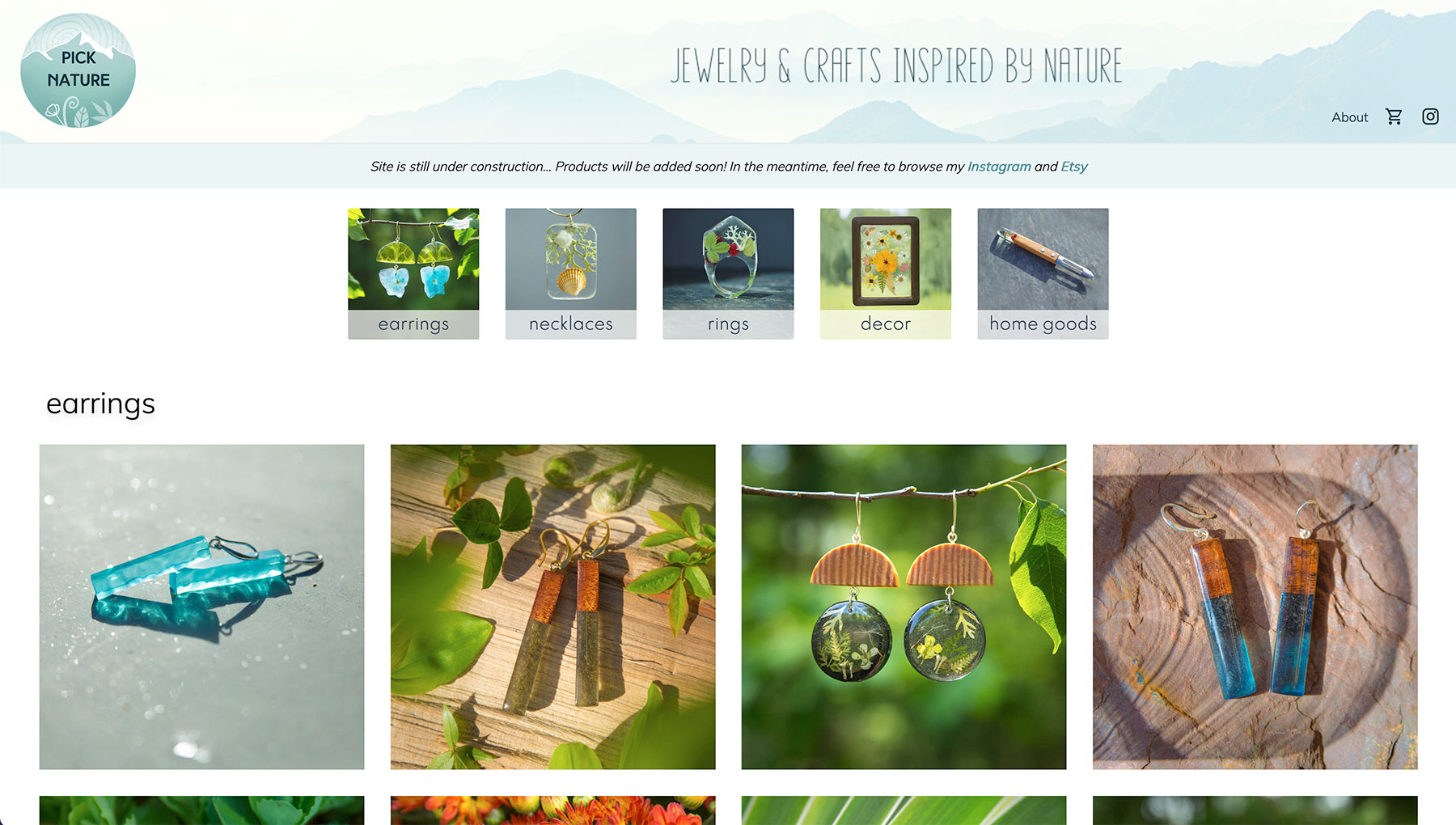 Pick Nature Portfolio Screenshot