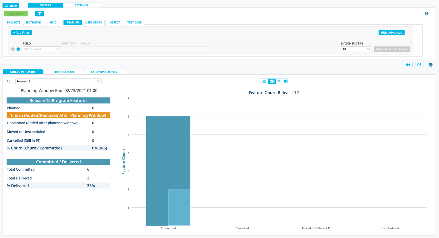 Broadcom Rally Custom Application Development - Sample App Screenshot